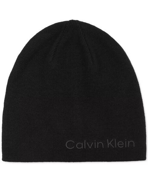 Men's Tweed Logo 2-In-1 Reversible Beanie Black - 1