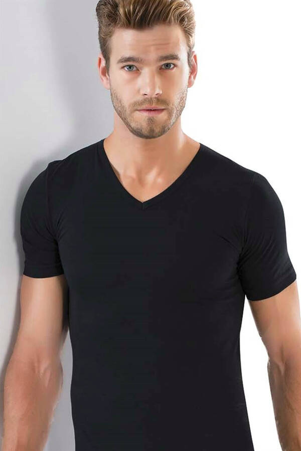 Men's V Neck Lycra Tshirt 6570 - 1