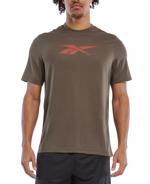 Men's Vector Performance Short Sleeve Logo Graphic T-Shirt Army Green/ Dynam Red (Orange) - 1