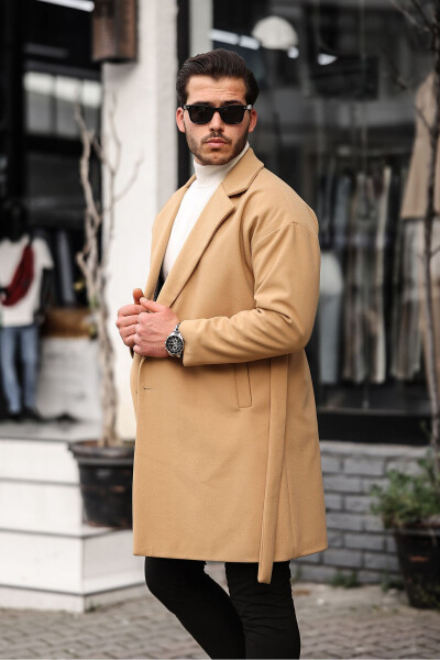 Men's Vision Belted Oversized Relaxed Fit Check Coat - 5