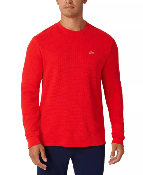 Men's Waffle-Knit Thermal Sleep Shirt Red - 15