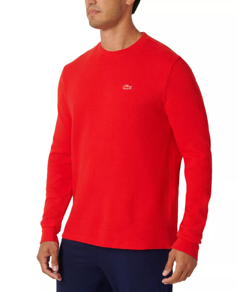 Men's Waffle-Knit Thermal Sleep Shirt Red - 17