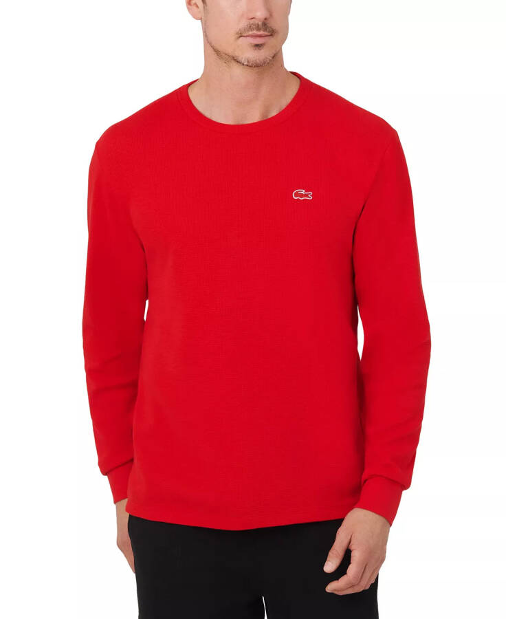 Men's Waffle-Knit Thermal Sleep Shirt Red - 3