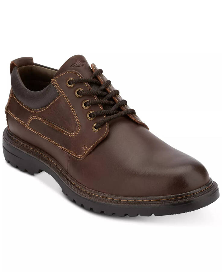 Men's Warden Plain-Toe Leather Oxfords Red Brown - 1