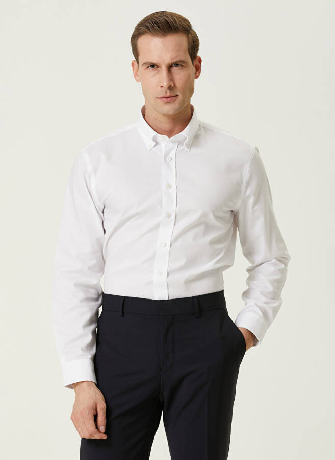 Men's White Button-Down Collar Shirt 1086232 - 1