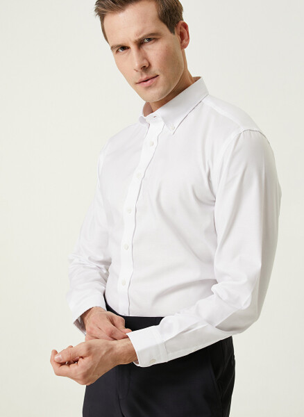 Men's White Button-Down Collar Shirt 1086232 - 2