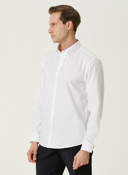 Men's White Button-Down Collar Shirt 1086232 - 4