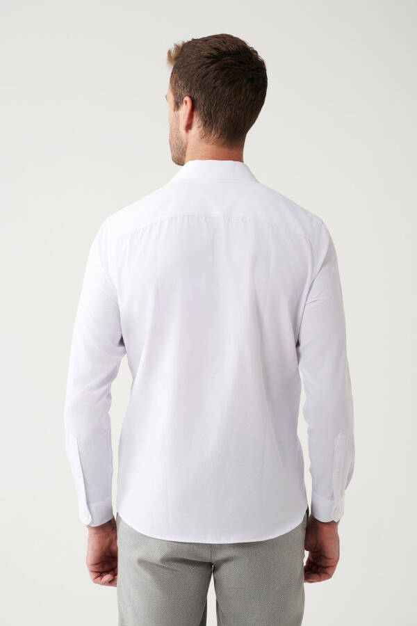 Men's White Classic Collar Easy Iron Cotton Blend Plain Slim Fit Shirt E002002 - 9