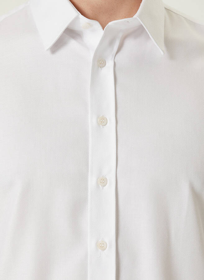 Men's White Classic Collar Slim Fit Shirt - 7