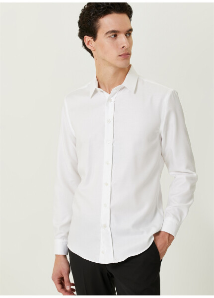 Men's White Classic Collar Slim Fit Shirt - 13