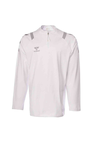 Men's white crew neck, half zip sweatshirt - 2