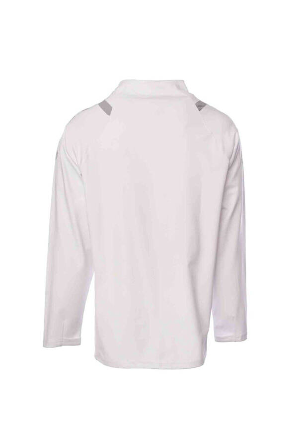 Men's white crew neck, half zip sweatshirt - 3