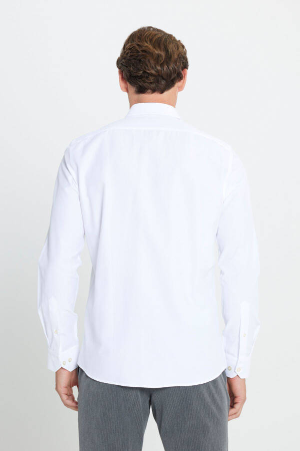 Men's White Easy Iron Slim Fit Slim Fit Classic Collar Cotton Shirt - 2