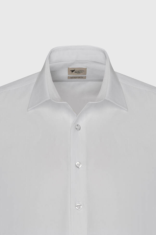 Men's White Easy Iron Slim Fit Slim Fit Classic Collar Cotton Shirt - 4