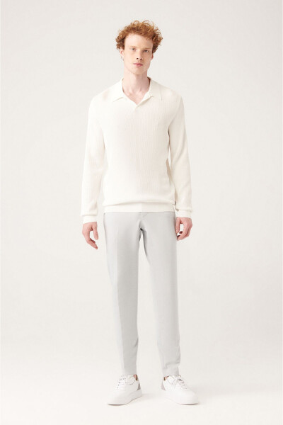 Men's White Polo Collar Knit - 12