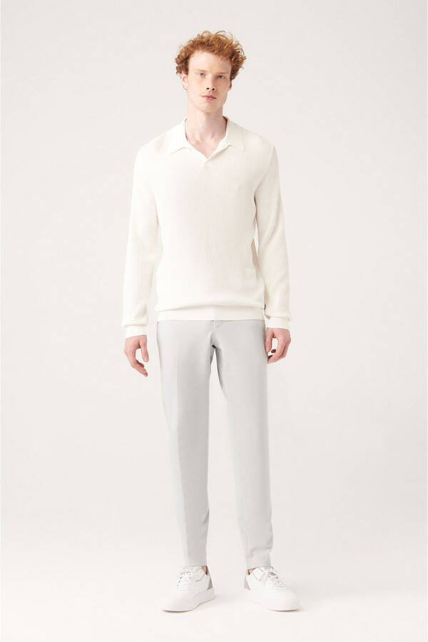 Men's White Polo Collar Knit - 12