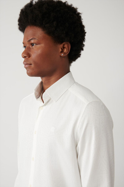 Men's White Shirt with Button-Down Collar, Easy Iron, Slim Fit A41y2043 - 7