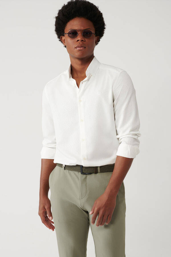 Men's White Shirt with Button-Down Collar, Easy Iron, Slim Fit A41y2043 - 8