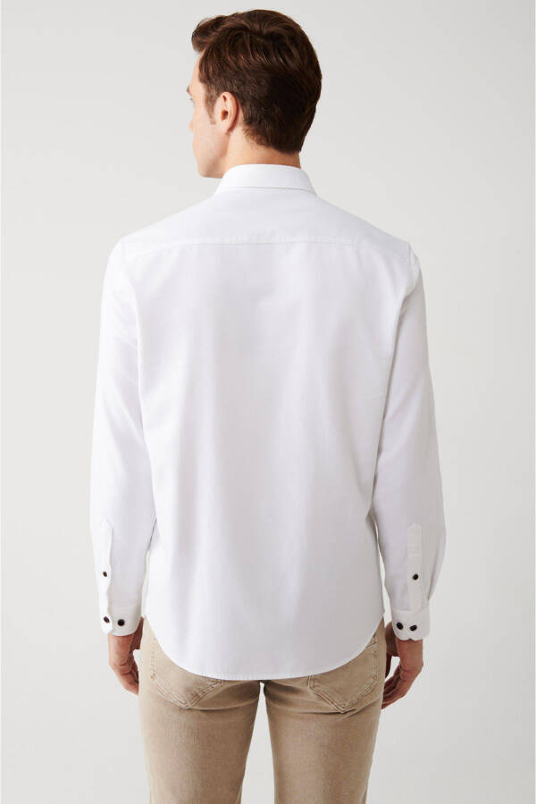 Men's White Shirt with Spread Collar Cotton Viscose Regular Fit A32y2120 - 9