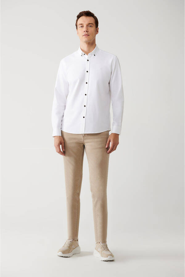 Men's White Shirt with Spread Collar Cotton Viscose Regular Fit A32y2120 - 10