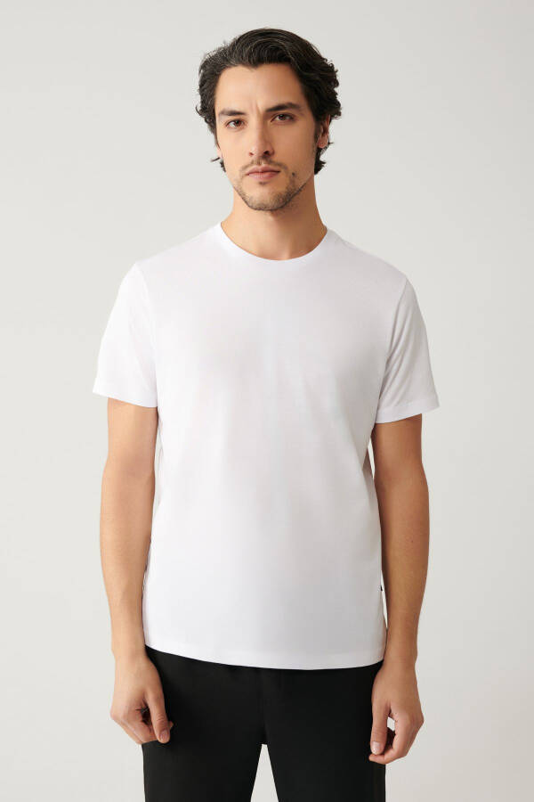 Men's White T-shirt 100% Cotton Breathable Crew Neck Regular Fit E001000 - 10