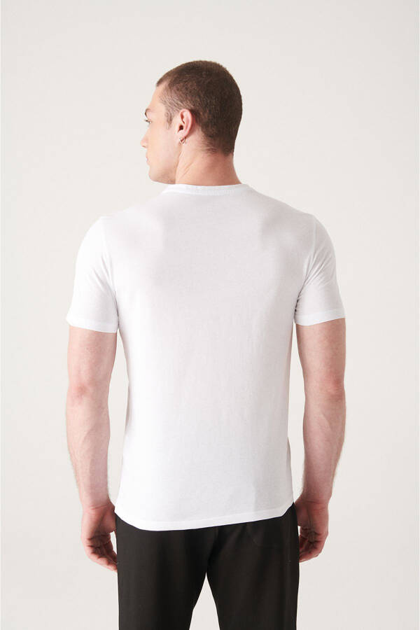 Men's White T-shirt 100% Cotton V-Neck Regular Fit E001001 - 20