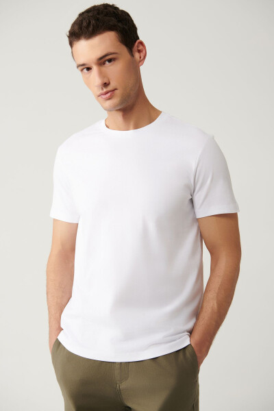 Men's White T-shirt 2 Pack 100% Cotton Crew Neck Regular Fit E001012 - 8