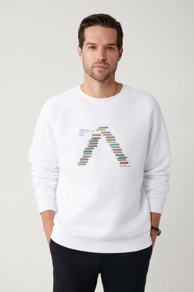 Men's White Unisex Sweatshirt - 1