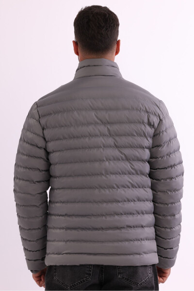 Men's Windproof Portable Bag Warm Keeping Fiber Filled Lightweight Inflatable Gray Jacket - 15