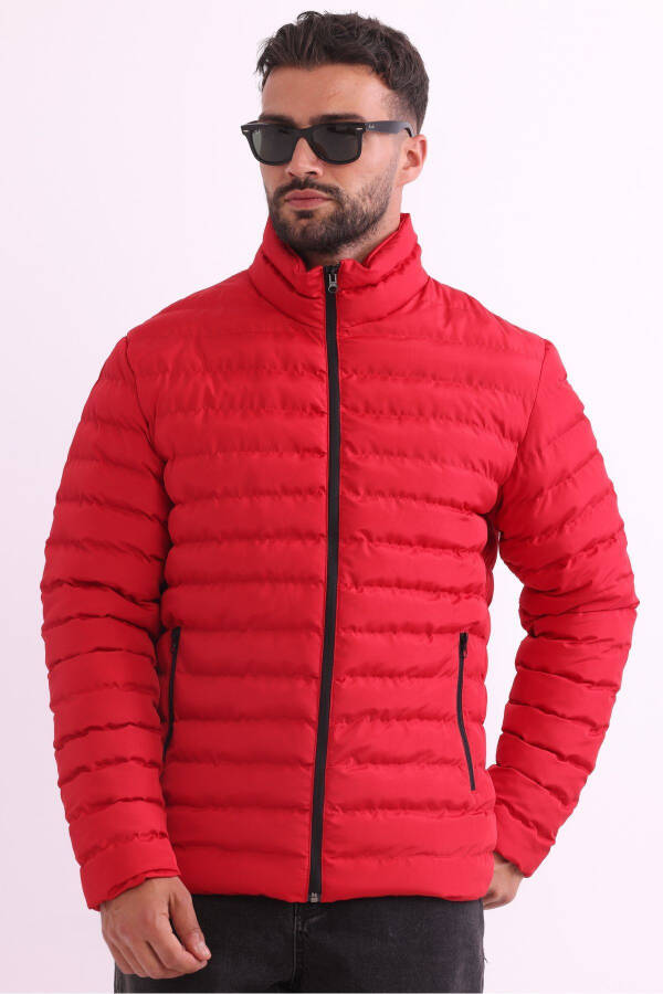 Men's Windproof Portable Bag Warm Keeping Fiber Filled Lightweight Inflatable Red Jacket - 19