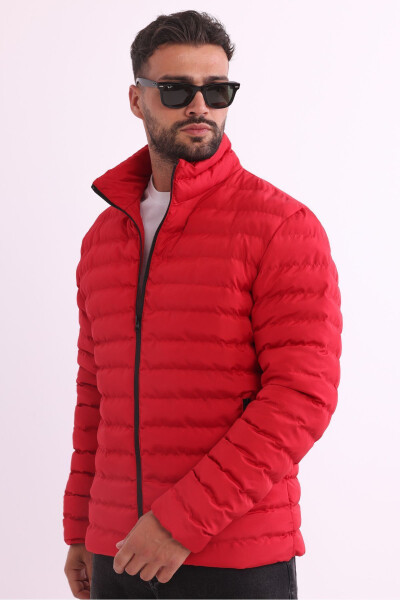 Men's Windproof Portable Bag Warm Keeping Fiber Filled Lightweight Inflatable Red Jacket - 21