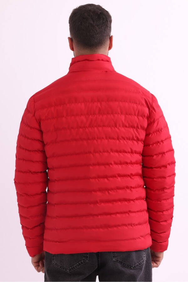 Men's Windproof Portable Bag Warm Keeping Fiber Filled Lightweight Inflatable Red Jacket - 23