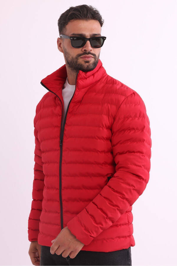 Men's Windproof Portable Bag Warm Keeping Fiber Filled Lightweight Inflatable Red Jacket - 13