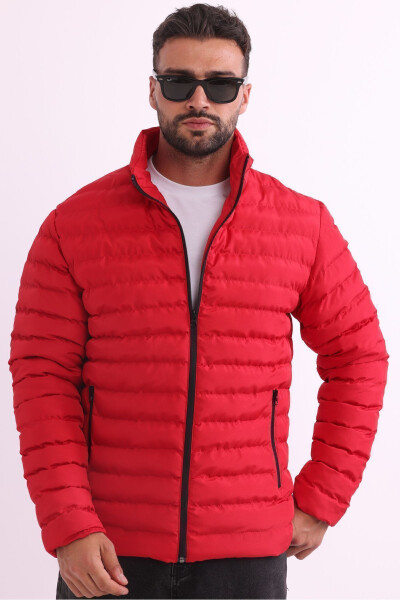 Men's Windproof Portable Bag Warm Keeping Fiber Filled Lightweight Inflatable Red Jacket - 6