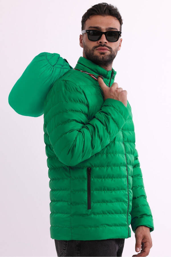 Men's Windproof Portable Bag Warm Keeping Fiber Filled Lightweight Puffy Green Jacket - 9