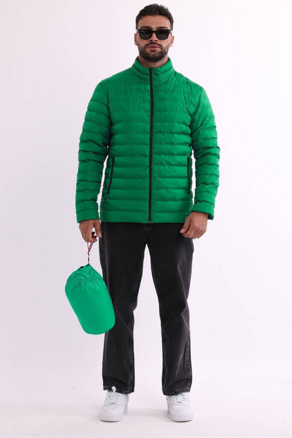 Men's Windproof Portable Bag Warm Keeping Fiber Filled Lightweight Puffy Green Jacket - 10