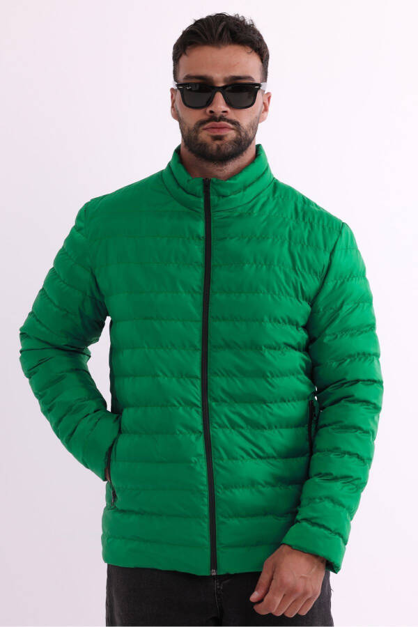 Men's Windproof Portable Bag Warm Keeping Fiber Filled Lightweight Puffy Green Jacket - 11