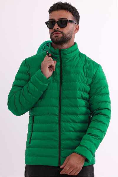 Men's Windproof Portable Bag Warm Keeping Fiber Filled Lightweight Puffy Green Jacket - 13