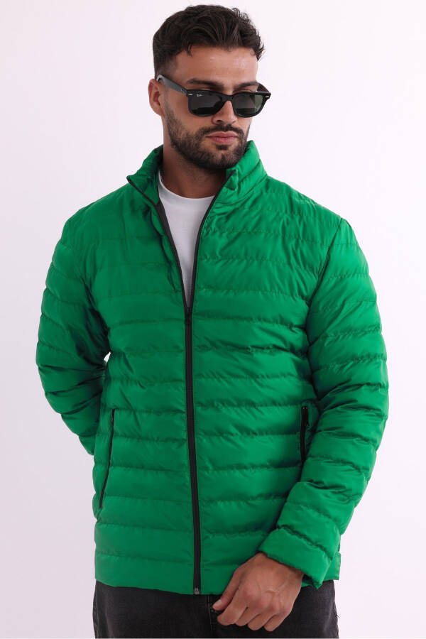 Men's Windproof Portable Bag Warm Keeping Fiber Filled Lightweight Puffy Green Jacket - 14