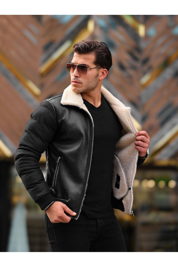 Men's Winter Jacket with Fur Lining, Water and Cold Resistant, Puffy Sleeve - 16