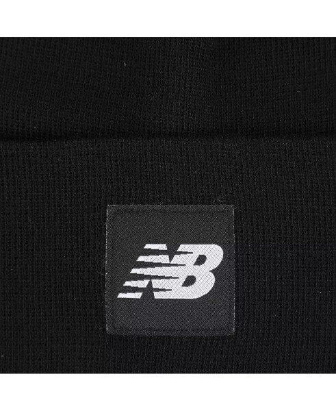 Men's Wo Woven NB Logo Cuffed Knit Beanie, One Size, Black Black - 2