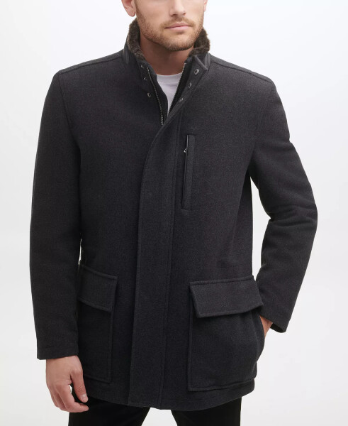 Men's Wool Plush Car Coat Charcoal - 3