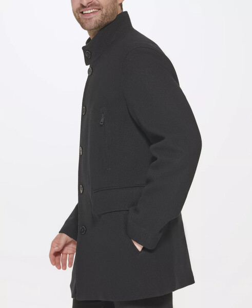 Men's Wool Twill Stand Collar Topper with Nylon Bib Coat Black - 4