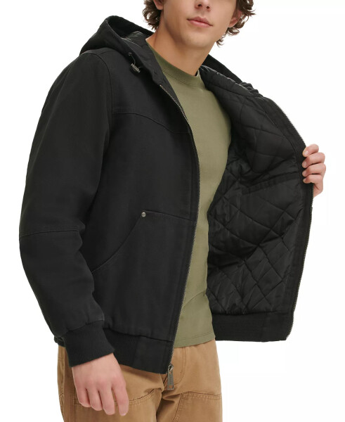 Men's Workwear Hoodie Bomber Jacket with Quilted Lining Black - 3