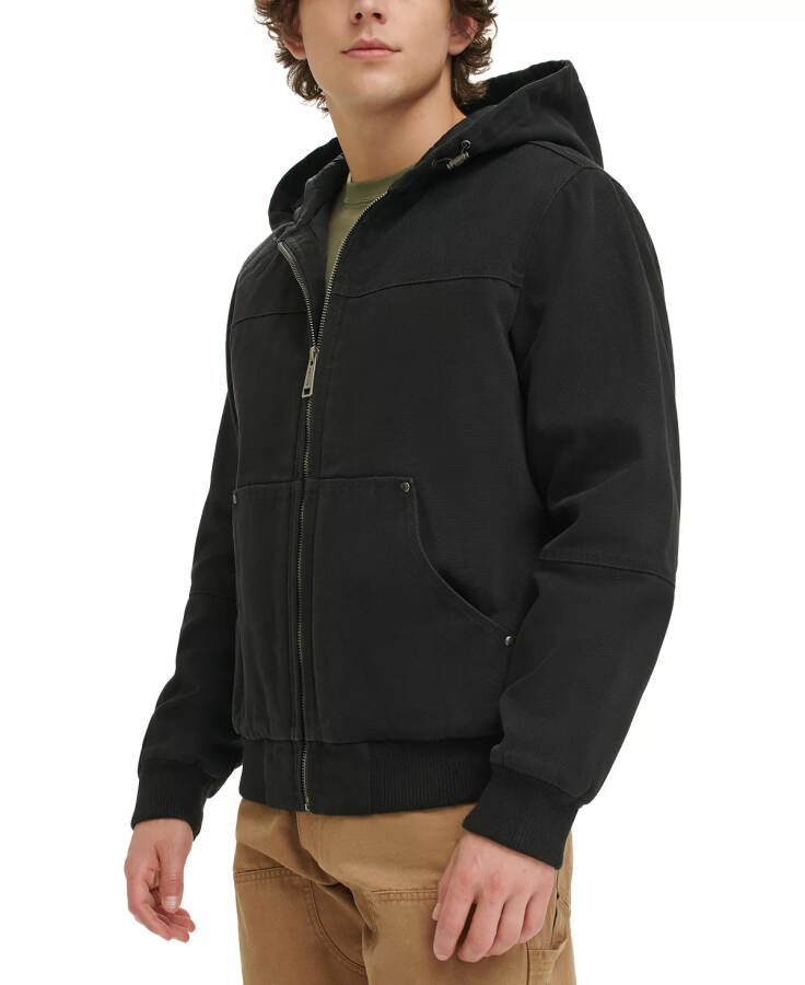 Men's Workwear Hoodie Bomber Jacket with Quilted Lining Black - 4