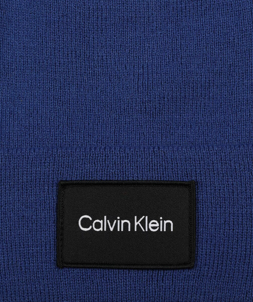 Men's Woven Logo Patch Beanie Mazarine Blue - 4