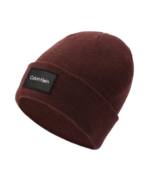 Men's Woven Logo Patch Beanie Tawny Port Heather - 1