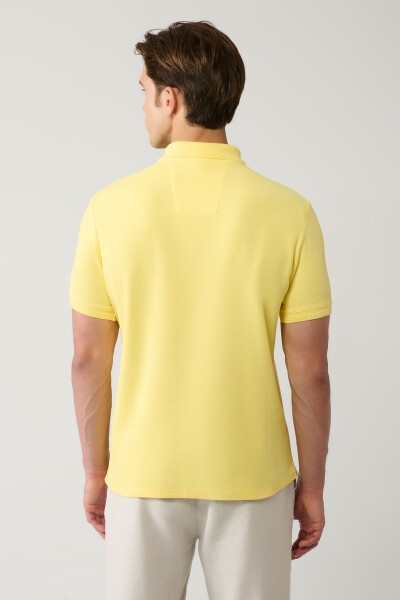 Men's Yellow 100% Cotton Quick Dry Regular Fit Non-Wrinkle Polo Collar T-Shirt B001032 - 9