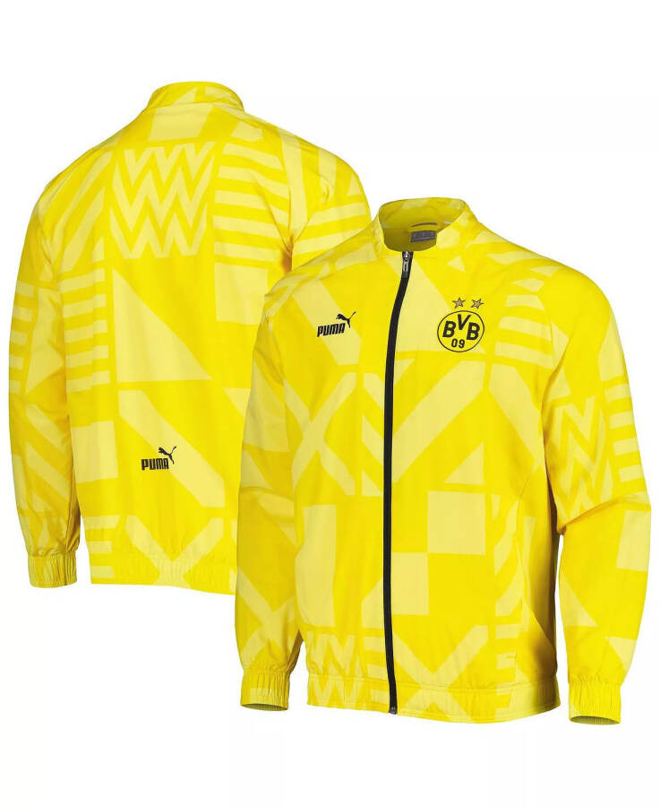 Men's Yellow Borussia Dortmund Pre-Match Raglan Full-Zip Training Jacket Yellow - 1