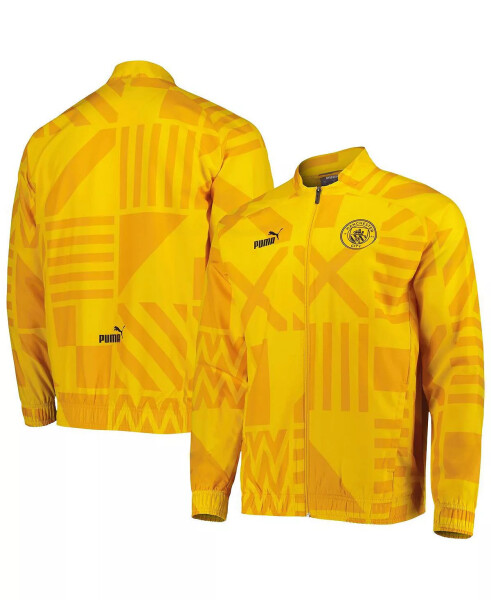 Men's Yellow Manchester City Pre-Match Raglan Full-Zip Training Jacket Yellow - 1